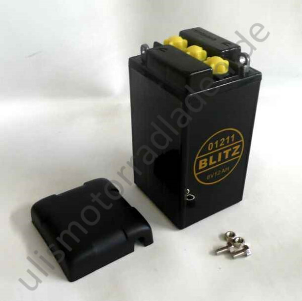 Batterie 6V, für BMW R24-R25/3, R51/2-R68 und R50-R69S, schwarz mit Deckel (zum selbst Befüllen mit