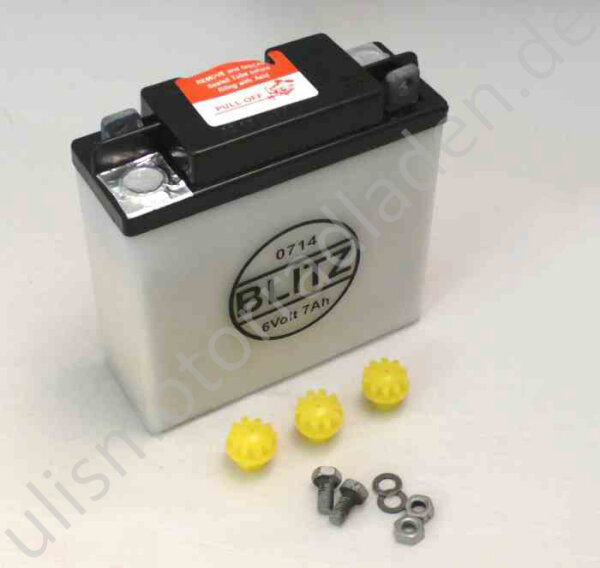 Batterie 6V, für DKW und NSU Max6 Volt - 7 Ah, zum selbst befüllen, weiß, Typ: 0714