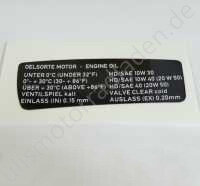 Sticker (Aufkleber) "Ölsorte Motor" im...