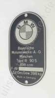 Typenschild für BMW R90S, bis Baujahr 09/1975, am...