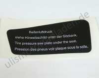 Sticker (Aufkleber) "Reifendruck", links