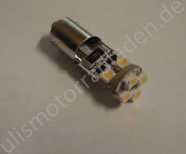 Birne 12 Volt, LED, Sockel BA9S, wei&szlig;