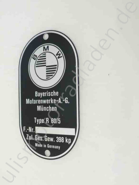 Typenschild für BMW R60/5