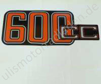 Sticker (Aufkleber) für Batterieabdeckung "600cc", silber