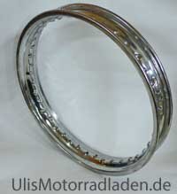 Felge für BMW R51/2-R68, Halbnabe, Edelstahl poliert für 5mm Speichen