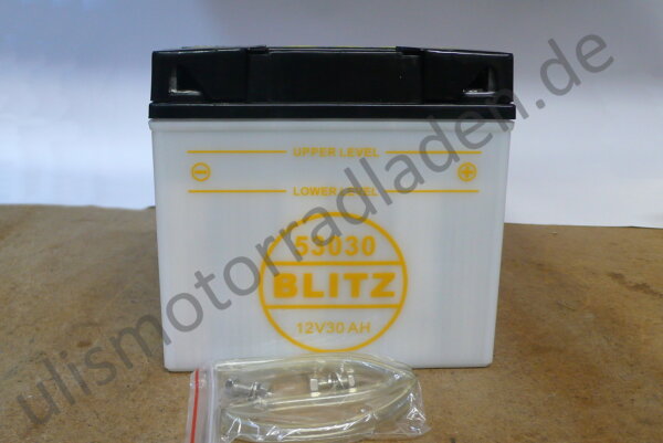 Batterie 12V, für BMW R50/5-R100, Langschwinge (zum selbst Befüllen mit Batteriesäure) - (weiß)