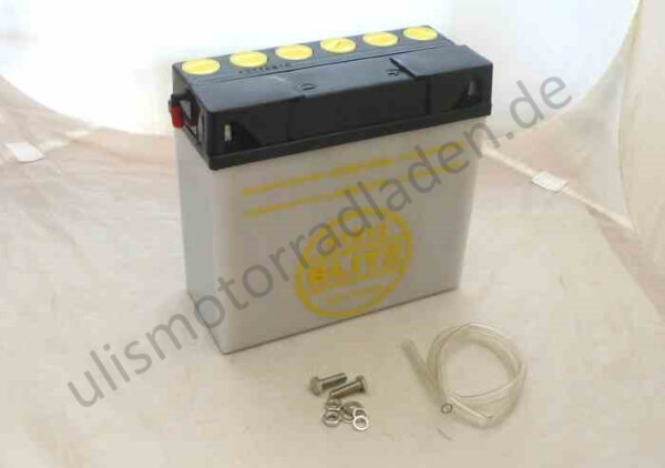Batterie 12V, für BMW R50/5-R75/5, Kurzschwinge (zum selbst Befüllen mit Batteriesäure) - (weiß)